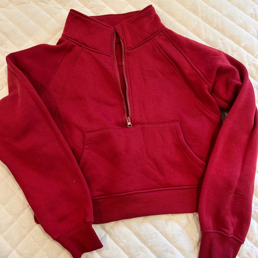 Women's Wine Red Half-Zip Pullover Top